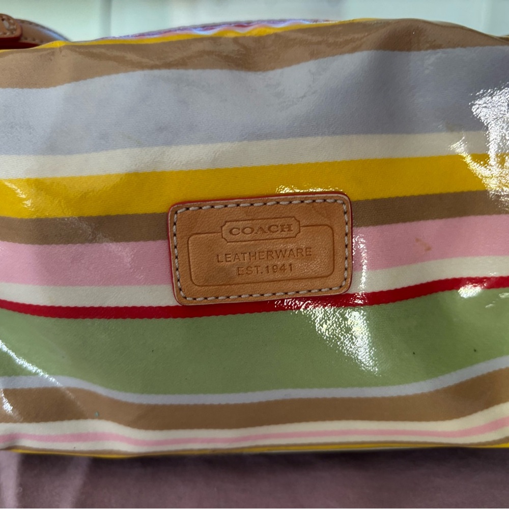 Coach Striped Cosmetic Bag with Multicolor Design